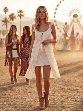 Boho Lace Overlay Cardigan open front NEW coquette Coachella Victorian S